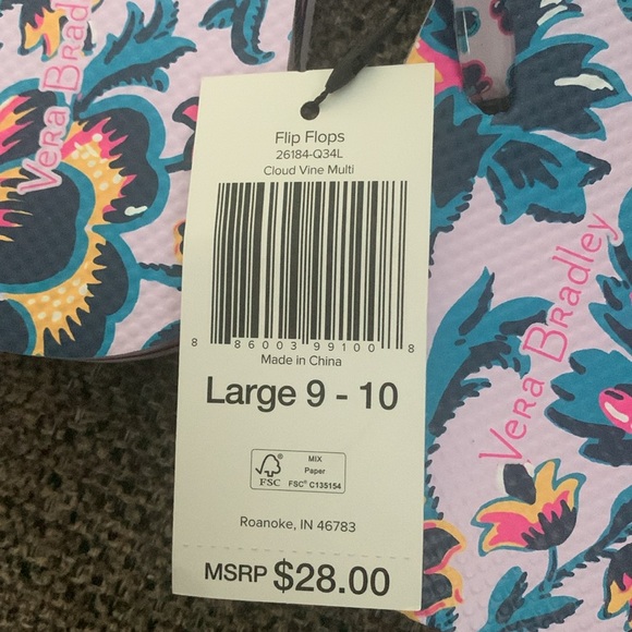 Vera Bradley Cloud Vine Multi Flip Flops - Picture 3 of 9